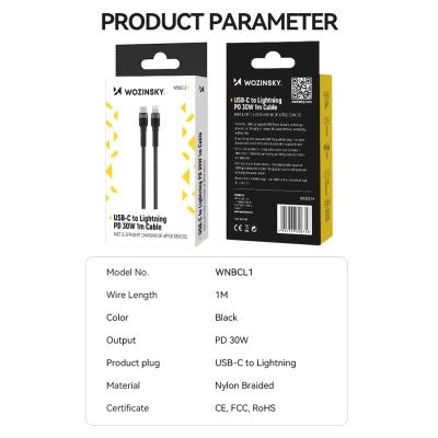 5. Kabel Wozinsky WNBCL1 Lightning / USB-C PD 30W 1 m - czarny