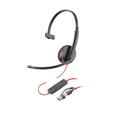 2. Poly Blackwire 3210 Monaural USB-C Headset +USB-C/A Adapter