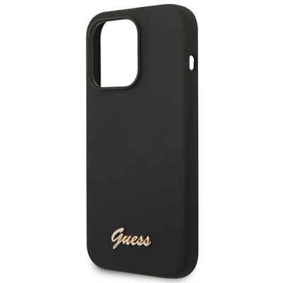 6. Etui Guess Silicone Vintage Gold Logo na iPhone 14 Pro Max - czarne
