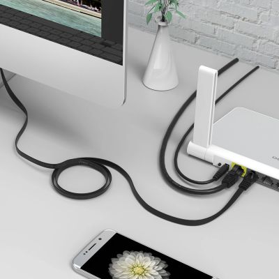 7. Kabel sieciowy Ethernet Orico PUG-C7B CAT7 10Gbps RJ45 internetowy LAN płaski 3 m - czarny