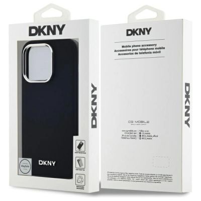 8. Etui DKNY Plain Logo MagSafe na iPhone 14 Pro - czarne