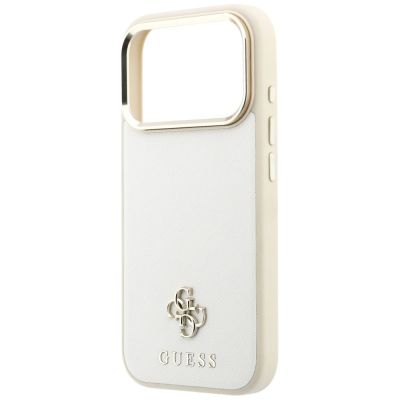 6. Etui Guess Saffiano Small 4G & Classic Logo MagSafe na iPhone 17 Pro Max / 18 Pro Max - beżowe