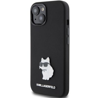 2. Etui Karl Lagerfeld Silicone Choupette Metal Pin na iPhone 15 Plus / 14 Plus - czarne