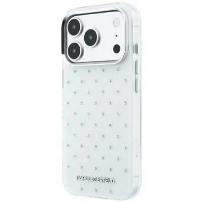 2. Etui Karl Lagerfeld IML Rhinestones Allover and Electroplated Logo na iPhone 17 Pro / 18 Pro - białe