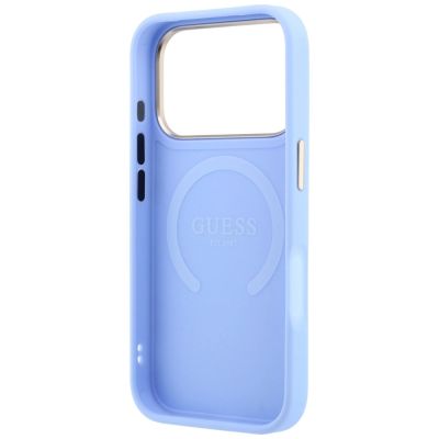 7. Etui Guess Saffiano Peony & Ring MagSafe na iPhone 17 Pro Max / 18 Pro Max - jasnoniebieskie