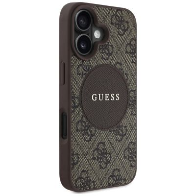 4. Etui Guess 4G Circle Classic Logo MagSafe na iPhone 16 - brązowe