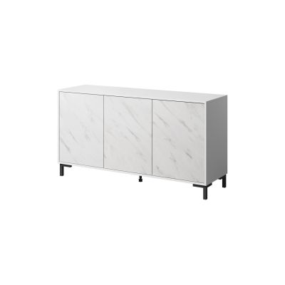 Komoda MARMO 3D 150x45xH80,5 biały mat/marmur biały