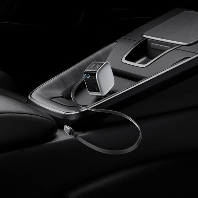 11. Ładowarka samochodowa Cuktech CC903P 100 W z wyświetlaczem i zwijanym kablem USB-C 70 cm - szara