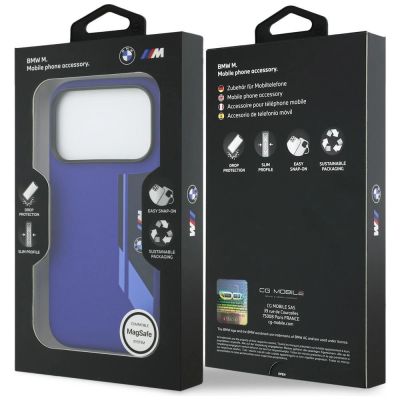 8. Etui BMW M Silicon Vertical Logo MagSafe na iPhone 17 Pro - granatowe