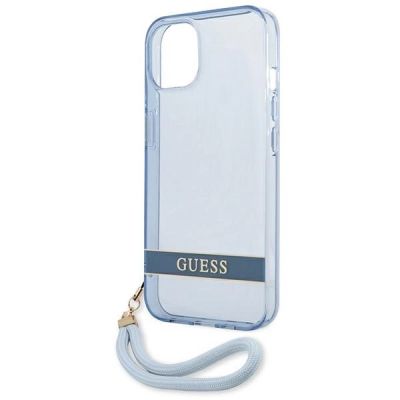 6. Etui Guess Translucent Strap na iPhone 13 - niebieskie