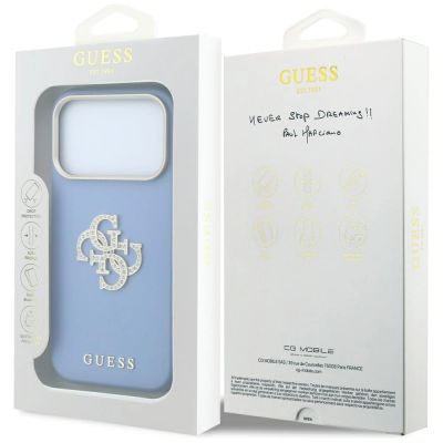 8. Etui Guess Smooth & Big Strass Logo na iPhone 18 Pro Max / 17 Pro Max - niebieskie
