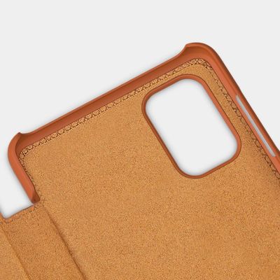 11. Nillkin Qin Case etui do Xiaomi Redmi Note 11 Pro+ (China) / Redmi Note 11 Pro (China) / Mi11i HyperCharge osłona na aparat kabura pokrowiec obudowa z klapką brązowy
