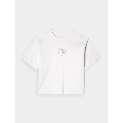 7. T-shirt oversize z nadrukiem damski 4F 4FRAW24TTSHF2582-10S