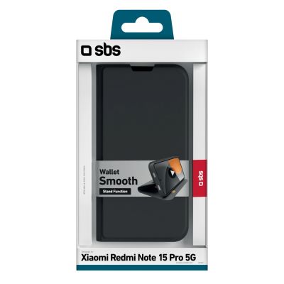 2. Etui SBS Wallet Smooth na Xiaomi Redmi Note 15 Pro z klapką - czarne