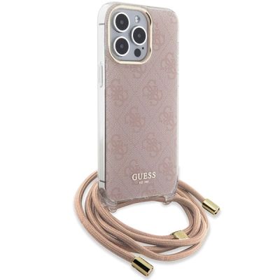 3. Etui Guess Crossbody Cord 4G Print na iPhone 15 Pro - różowe