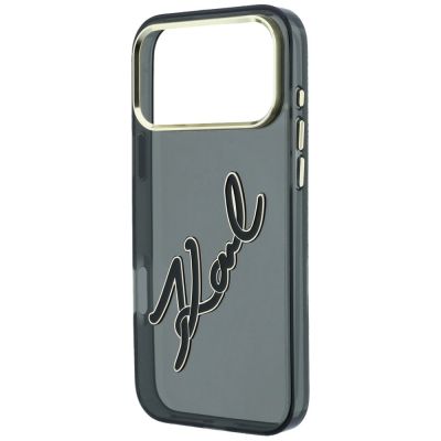6. Etui Karl Lagerfeld IML Big Signature Resin Metal Frame na iPhone 18 Pro Max / 17 Pro Max - czarne