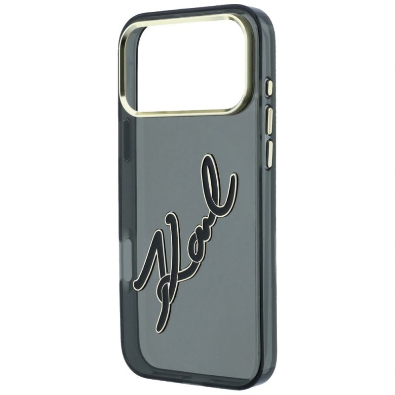 6. Etui Karl Lagerfeld IML Big Signature Resin Metal Frame na iPhone 18 Pro Max / 17 Pro Max - czarne