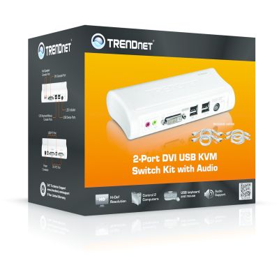6. TRENDnet KVM Switch 2-Port DVI/USB/Audio mit Kabeln