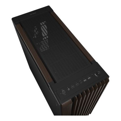26. ASUS ProArt PA602 Wood Edition Modern Black - Metal Panel Midi Tower Czarny, Drewno
