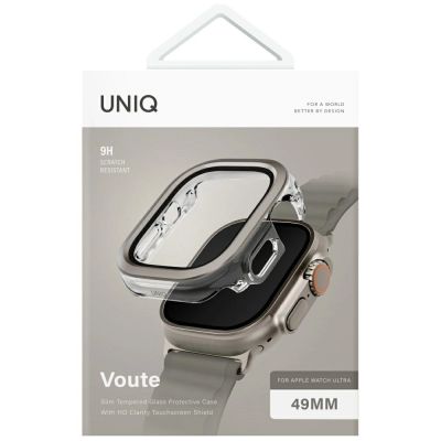 5. Etui ze szkłem hartowanym UNIQ Voute na Apple Watch Ultra 49 mm - srebrne