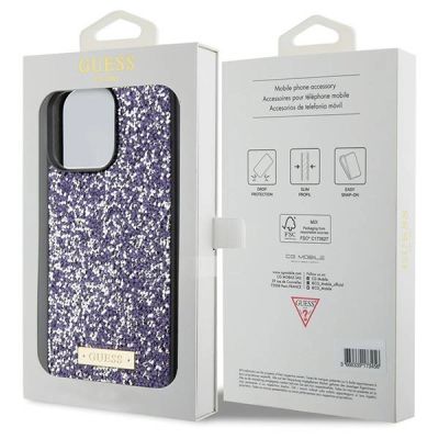 8. Etui Guess Rhinestone Metal Logo na iPhone 15 Pro Max - różowe
