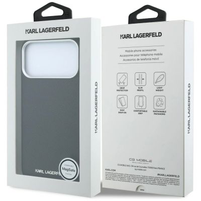 8. Etui Karl Lagerfeld Grained Elongated Logo MagSafe na iPhone 17 Pro Max / 18 Pro Max - czarne