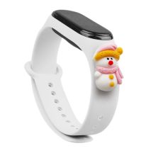 Opaska Strap Xmas do Xiaomi Mi Band 3 / 4 świąteczny silikonowy pasek bransoletka z bałwankiem - biała