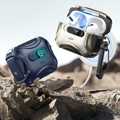 4. Etui ESR Cyber FlickLock MagSafe na AirPods Pro 3 - granatowe