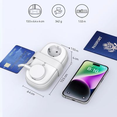 3. Listwa zasilająca Orico AP3 65W GaN 6w1 2x AC + 2x USB-A + 2x USB-C - biała