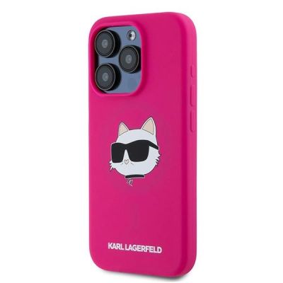 2. Etui Karl Lagerfeld Silicone Choupette Head MagSafe na iPhone 15 Pro Max - różowe
