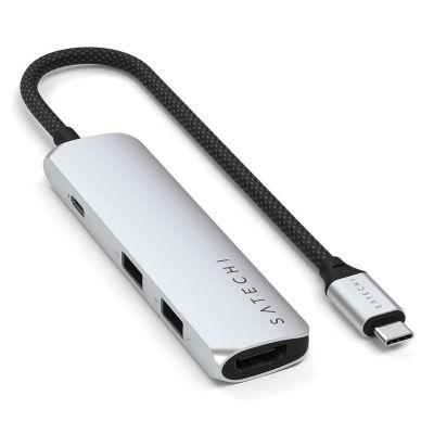 5. Satechi 4-w-1 USB-C Slim Multiport Adapter 4K - aluminiowy adapter do urządzeń mobilnych USB-C (USB-C, 4K HDMI, 2x USB-A) (silver)