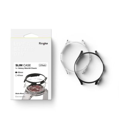 11. Etui Ringke Slim 2-pack na Samsung Galaxy Watch 6 Classic 43 mm - czarny i przezroczysty