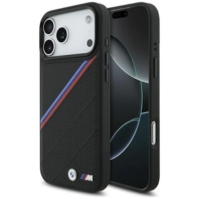 Etui BMW M Tricolor Metal Logo MagSafe do iPhone 17 Pro Max - czarne