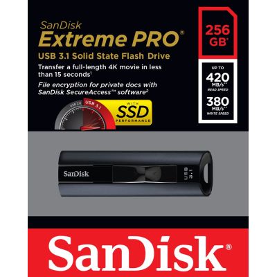 7. Pendrive SanDisk Extreme Pro 256GB SDCZ880-256G-G46 420/380 MB/s Usb 3.1