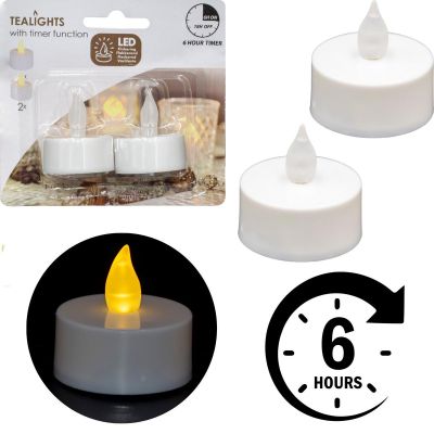 15. ZESTAW 2 ŚWIECZEK TEA LIGHT LED TIMER BIAŁY