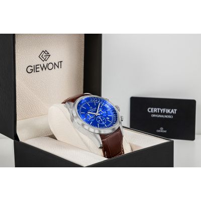 8. Zegarek Męski Giewont Chronograph Sapphire Srebrno Niebieski GW7650-A5