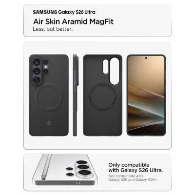 9. Etui Spigen AirSkin Aramid Mag MagSafe na Samsung Galaxy S26 Ultra - czarne
