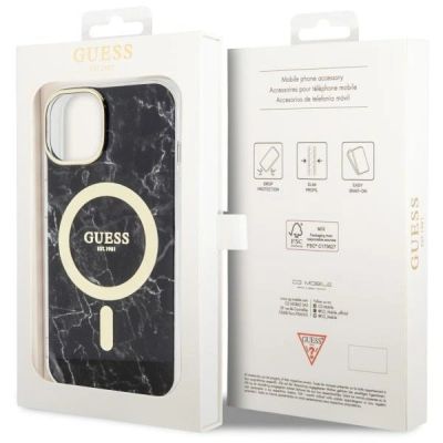 8. Etui Guess Marble MagSafe na iPhone 14 Plus - czarne