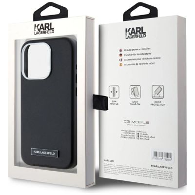 8. Etui Karl Lagerfeld FW Metal Plate MagSafe na iPhone 15 Pro Max - czarne