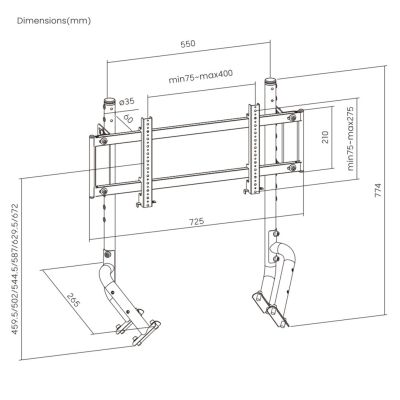 7. Oplite OP-R8-SMSB uchwyt / stojak do monitorów 144,8 cm (57") Biurko Czarny