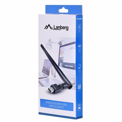 10. Karta sieciowa Lanberg N300 NC-0300-WIE (USB 2.0, Złącze anteny WiFi)