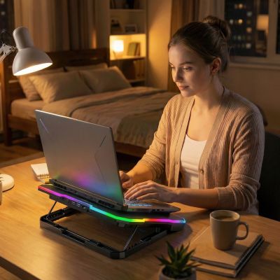7. Podstawka Wozinsky WDCX-A26 NitroCool RGB chłodząca gamingowa pod laptop - czarna