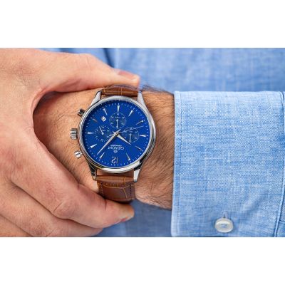 4. Zegarek Męski Giewont Chronograph Sapphire Brązowo Niebieski GW6310-A5