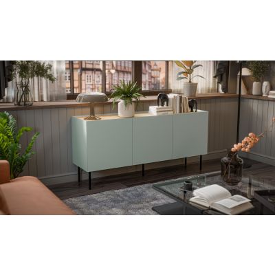 4. Komoda FELLINI 150x40x70 oliwka + blat dąb olejowany