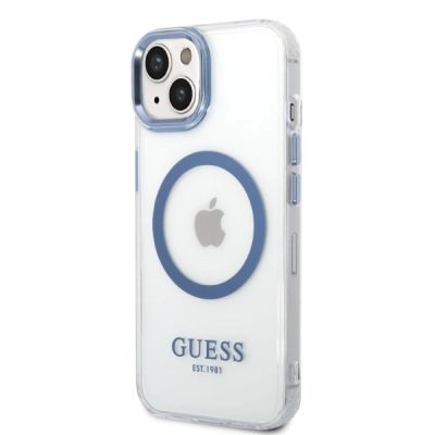 2. Etui Guess Metal Outline MagSafe na iPhone 14 Plus - niebieskie