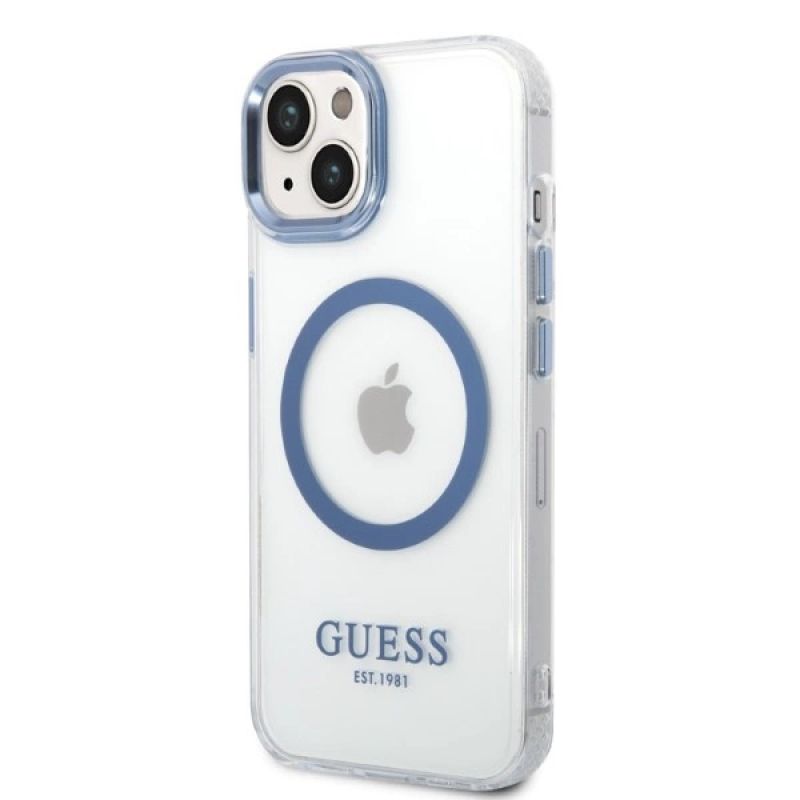2. Etui Guess Metal Outline MagSafe na iPhone 14 Plus - niebieskie