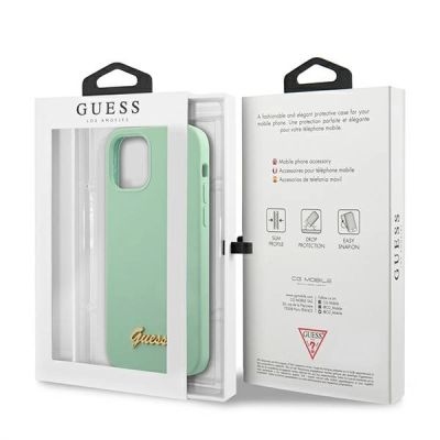 8. Etui Guess Metal Logo Script na iPhone 12 Pro Max 6,7" - zielone