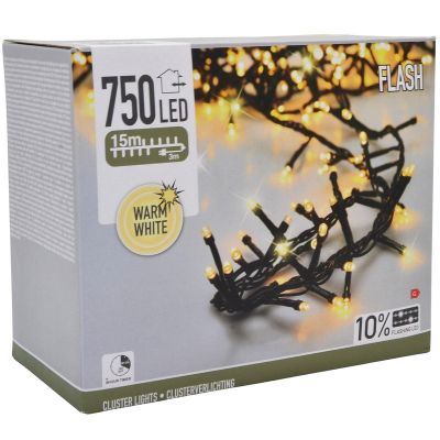 9. LAMPKI CHOINKOWE ŁAŃCUCH ŚWIETLNY 750 LED FLASH CIEPŁY BIAŁY
