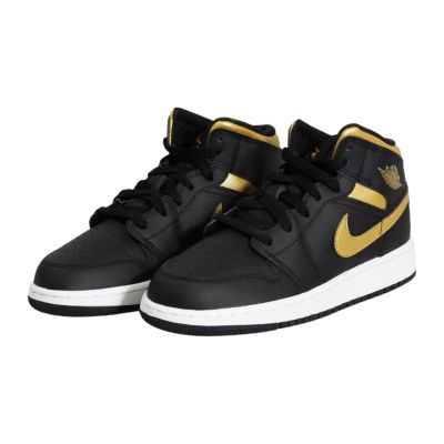 3. Buty do koszykówki Air Jordan 1 Mid Junior (GS) Black/Metallic Gold - DQ8423-071