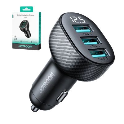 6. Ładowarka samochodowa Joyroom JR-CCD03 3.4A z wyświetlaczem 3x USB-A - czarna